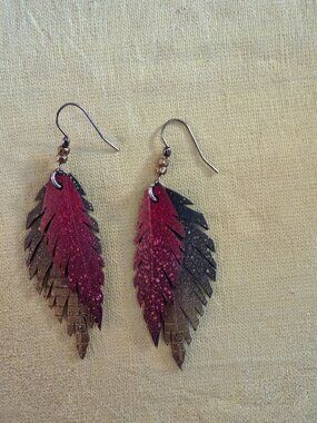 Leather Feather like earrings.
